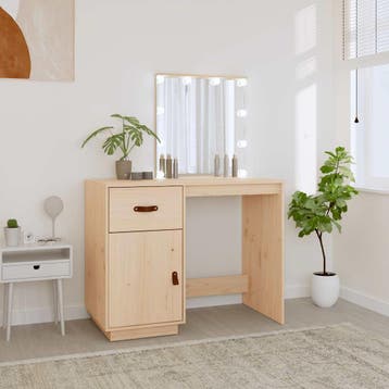 vidaXL Kaptafel met LED 95x50x133,5 cm massief grenenhout, Verzenden, Nieuw