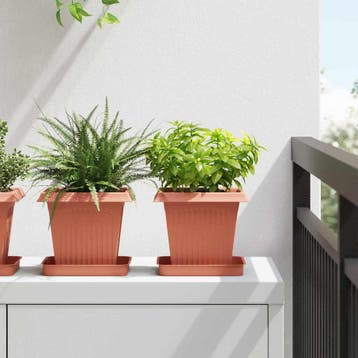 vidaXL Plantenpotten 24 st Baksteenrood Kunststof, Verzenden, Nieuw