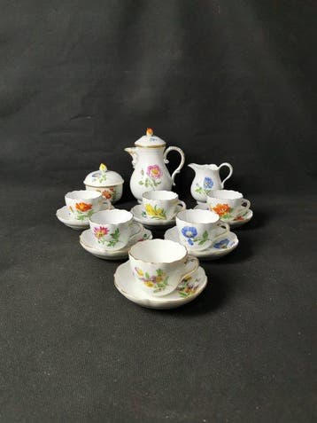 Meissen - Fiori - Servizio da moka - XX secolo - Service à