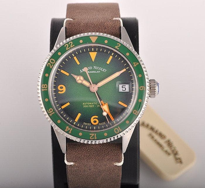 Armand Nicolet - VS1 GMT - Zonder minimumprijs - A506AVAA, Bijoux, Sacs & Beauté, Montres | Hommes
