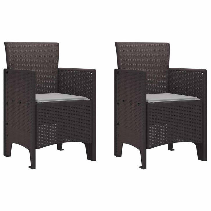 vidaXL Tuinstoel 2 pcs Bruin Polypropyleen, Tuin en Terras, Tuinstoelen, Nieuw, Verzenden