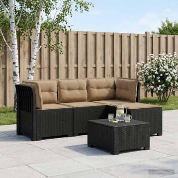vidaXL 4-Zitter Tuin Sofa met Kussens Rattan Look PP, Verzenden, Nieuw