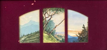 Edouard Ravel (1847-1920) - Trittico con paesaggio