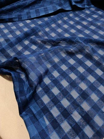 Fantastico tendone blu a quadri, con piombino - made in