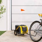 vidaXL Hondenfietstrailer oxford stof en ijzer geel en grijs, Verzenden, Nieuw