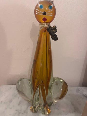 sculptuur, Gatto - 35 cm - Glas
