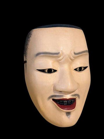 Noh masker - Hout, Fijn Japans handgesneden Noh-masker