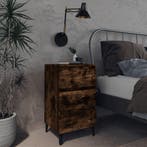 vidaXL Nachtkastje met metalen poten 40x35x69 cm gerookt, Verzenden, Nieuw