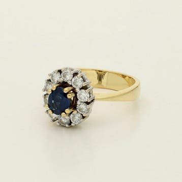 Bague - 18 carats Or jaune Saphir - Diamant, Bijoux, Sacs & Beauté