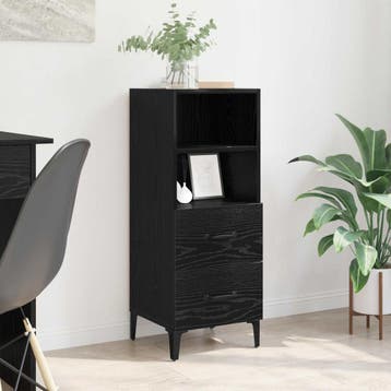vidaXL Dressoir Zwart eiken 34 x 34,5 x 90 cm Bewerkt hout, Verzenden