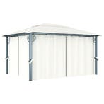 vidaXL Prieel met gordijn 400x300 cm aluminium crème, Verzenden, Nieuw