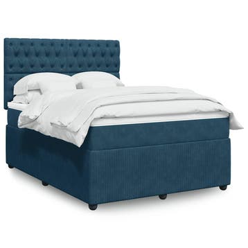 vidaXL Boxspring met matras fluweel blauw 140x200 cm, Verzenden, Nieuw