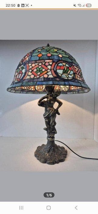 Lamp - Lood, Glas, Metaal - Tifany stijl lamp 68 hoog, Antiek en Kunst