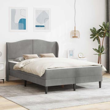 vidaXL Bedframe met hoofdeinde Lichtgrijs 140 x 200 cm, Huis en Inrichting, Slaapkamer | Bedden, Verzenden, Nieuw