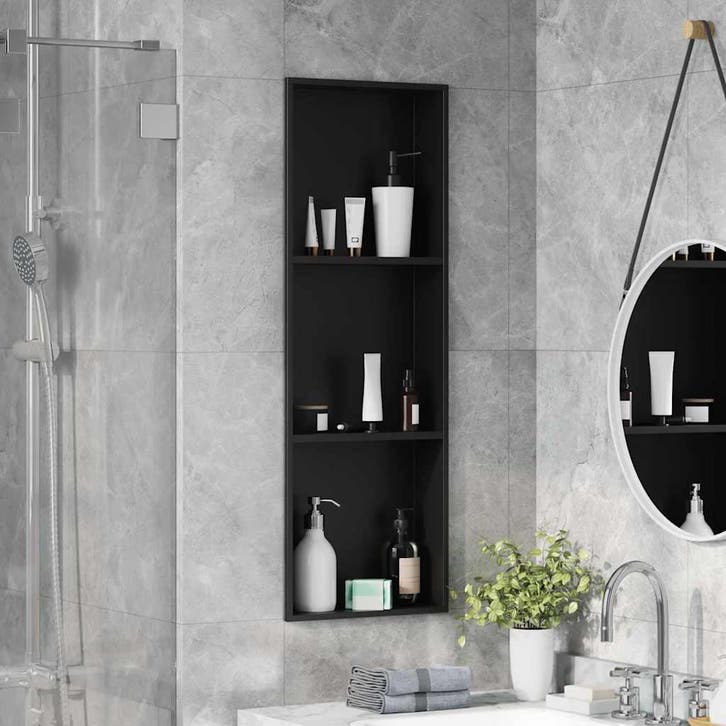 vidaXL Douche Niche Zwart 92 x 32 x 10 cm Roestvrij staal, Bricolage & Construction, Sanitaire, Envoi