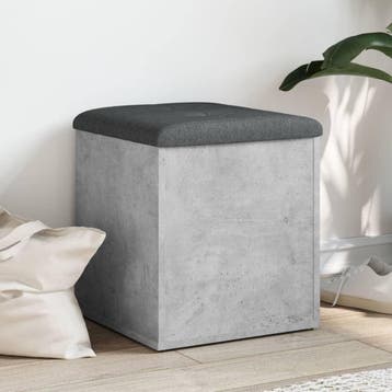 vidaXL Opbergbankje 42x42x45 cm bewerkt hout betongrijs, Verzenden