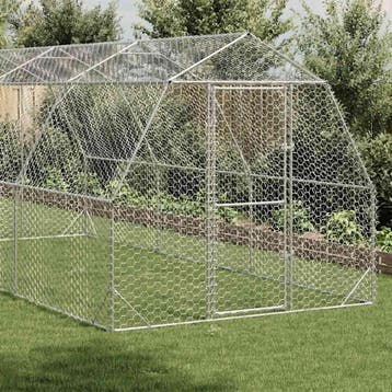 vidaXL Kippenren 2,5x6x2,25 m gegalvaniseerd staal, Verzenden, Nieuw