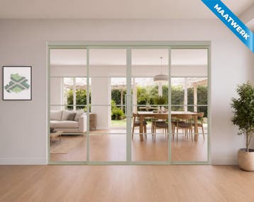 Dubbele stalen Schuifdeuren met koofsysteem en glaspanelen K, Doe-het-zelf en Bouw, Nieuw, Metaal, Inclusief glas