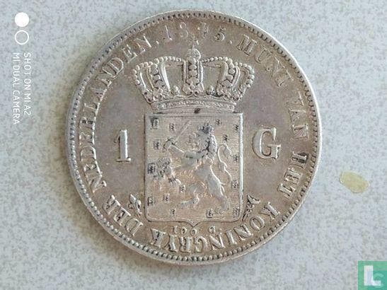 Nederland 1 gulden 1845 (type 1), Postzegels en Munten, Munten | Nederland, Losse munt, Overige waardes, Goud, Zilver, Verzenden
