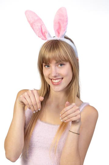 KIMU® Haarband Konijn Wit Lichtroze met Staart Diadeem Konij, Kleding | Dames, Ophalen of Verzenden, Nieuw