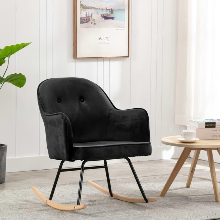 vidaXL Schommelstoel fluweel zwart, Huis en Inrichting, Stoelen, Nieuw, Verzenden