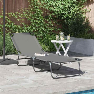 vidaXL Opvouwbare zonnebed Grijs 188 x 57 x 86,5 cm, Verzenden, Nieuw