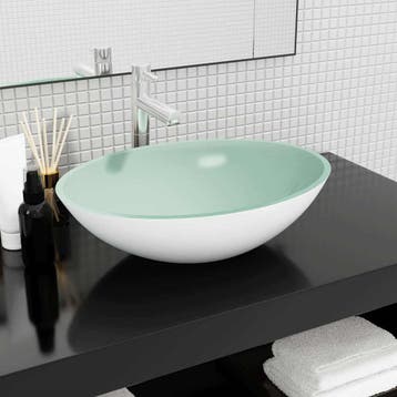 vidaXL Wasbak 50x37x14 cm glas wit, Verzenden