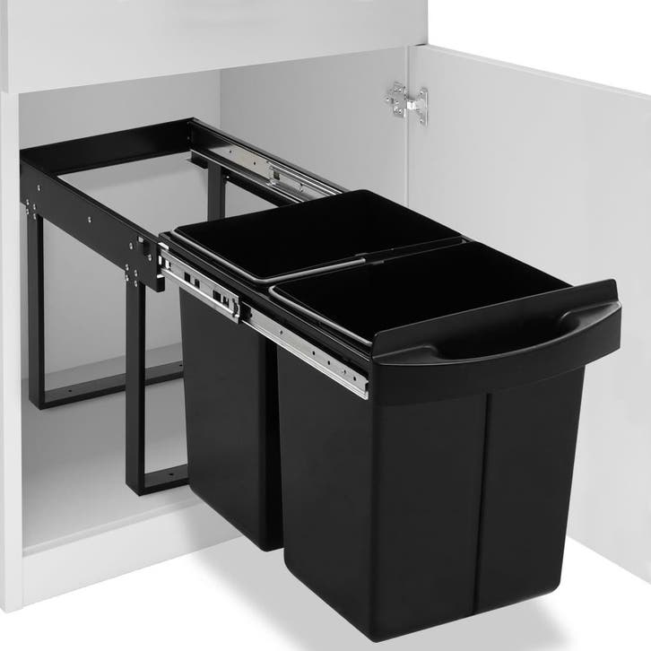 vidaXL Inbouwprullenbak uittrekbaar soft-close 48 L, Maison & Meubles, Accessoires pour la Maison | Poubelles, Envoi