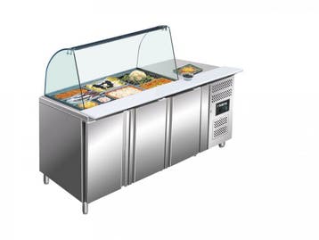 Saladette GN 3100 TNS met Glazenopbouw | 3 Deuren |, Verzenden