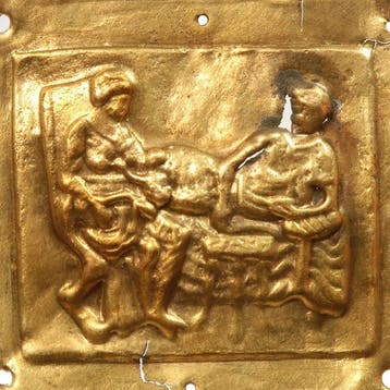 Oud-Romeins Goud Gedenkplaat met verpleegscène