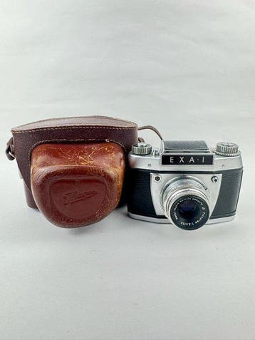 EXA I vintage camera with Trioplan lens and leather case, Nieuw