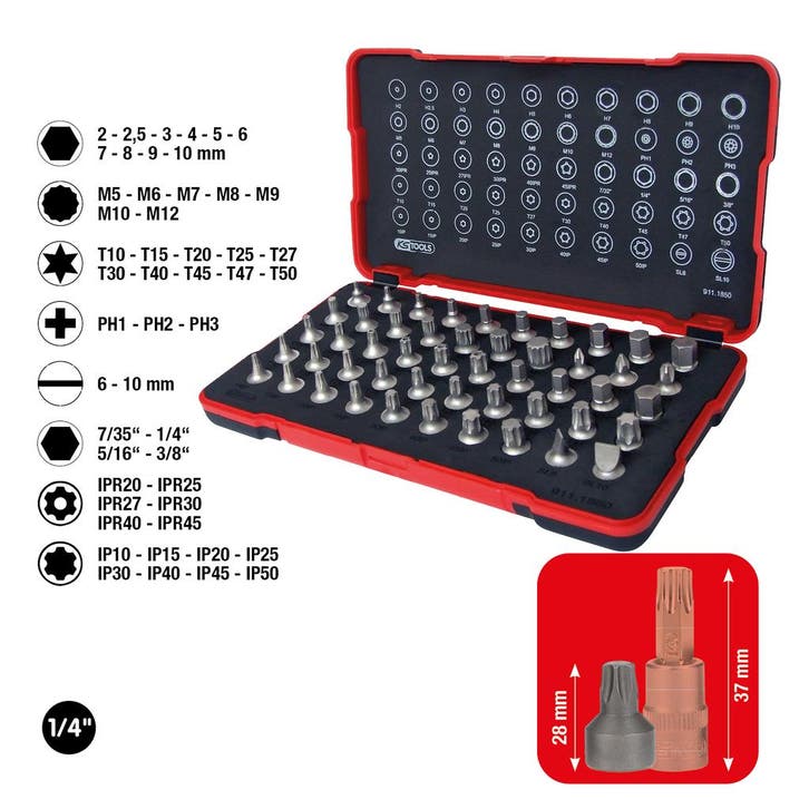 KS Tools 1/4 Extra Korte Bit-dopsleutelset 50-delig, Autos : Divers, Outils de voiture, Envoi