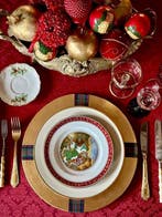 Damastjacquard-tafelkleed met bloemmotieven voor brede