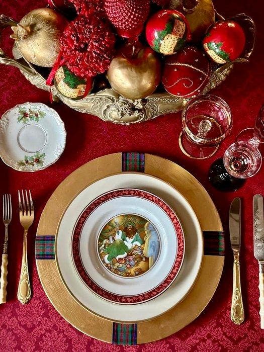 Damastjacquard-tafelkleed met bloemmotieven voor brede, Antiquités & Art, Tapis & Textile