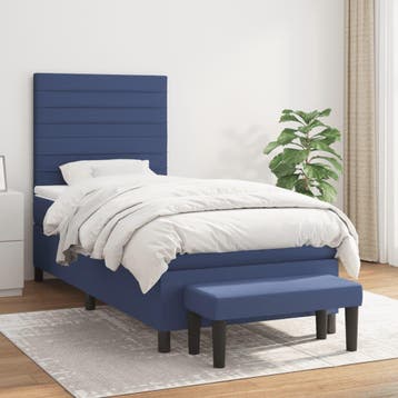 vidaXL Boxspring met matras stof blauw 80x200 cm, Verzenden