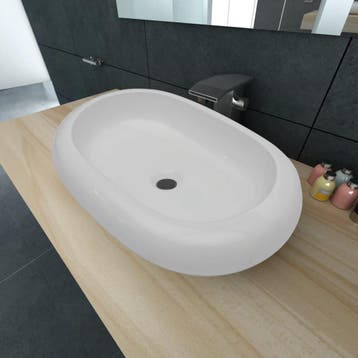 vidaXL Luxe keramische wasbak ovaal 63 x 42 cm (wit), Verzenden