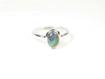 Opale noire Chalama Bague / Cabochon / neuf- 2.2 g - (1)