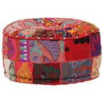 vidaXL Poef patchwork rond handgemaakt 40x20 cm katoen rood, Verzenden
