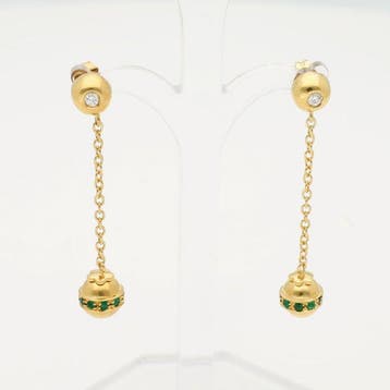 Boucles doreilles - 18 carats Or jaune Diamant (Naturelle), Handtassen en Accessoires, Nieuw