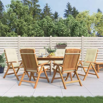vidaXL Verstelbare klapstoelen met kussens, 6 stuks, massief, Verzenden, Nieuw