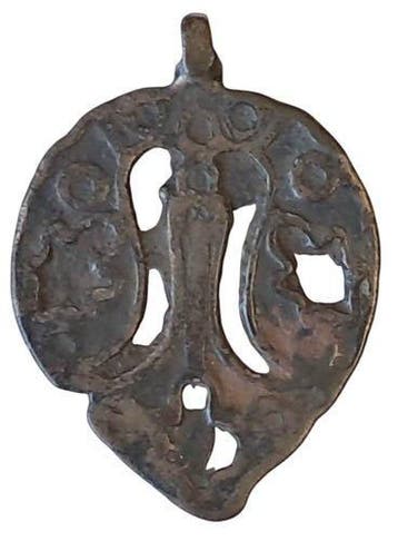 Viking periode -Brons-hanger met amulet/talisman-symbool van
