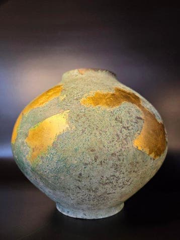 Vaas - Brons, Goud - Japan - Sculpturale bolvorm (Zonder
