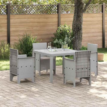 vidaXL Tuin Eettafel Set 5 st Lichtgrijs Polypropyleen, Verzenden, Nieuw
