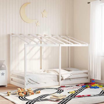 vidaXL Kinderbed met bedhuis 100x200 cm massief grenenhout, Huis en Inrichting, Verzenden, Nieuw