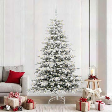 vidaXL Kunstmatige Hinged Kerstboom Wit 210 cm PE en PVC, Verzenden, Nieuw