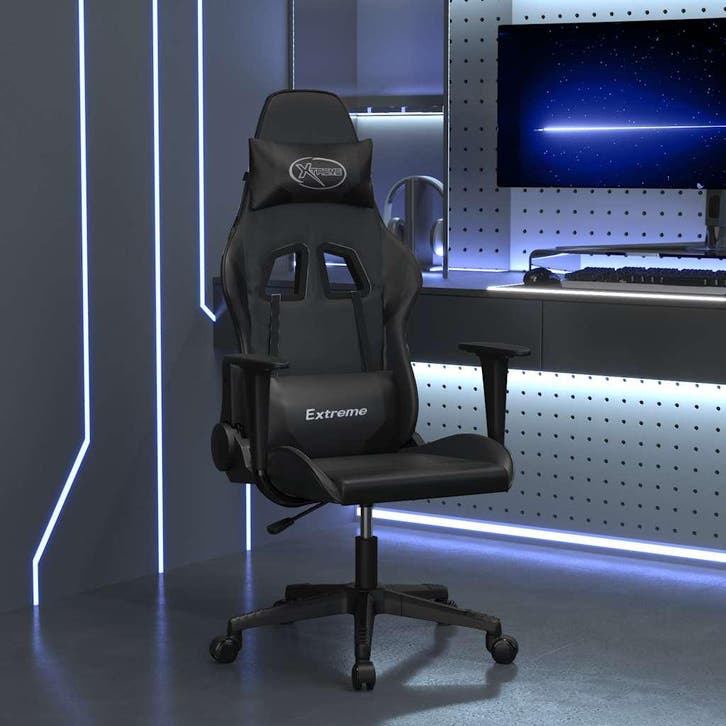 vidaXL Massage gamestoel kunstleer zwart, Maison & Meubles, Chaises, Envoi