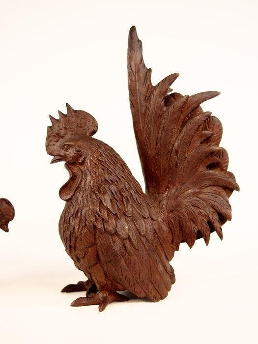 Brons - Takamura Kun  - Japanse bronzen paar hanen en, Antiquités & Art, Antiquités | Autres Antiquités