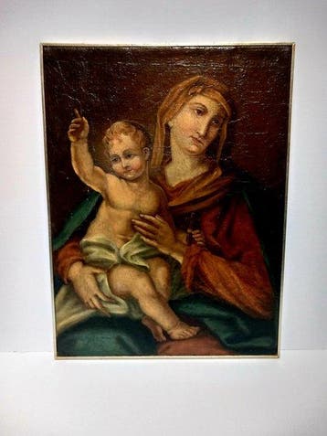 Scuola europea (XVII-XVIII) - Madonna con Bambino, Antiek en Kunst