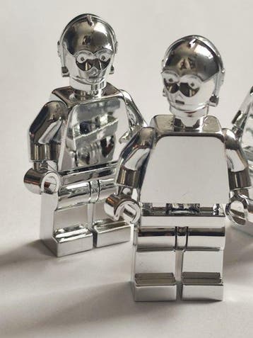 Lego Minifiguur - 5x minifigures C-3PO Lego custom chrome, Nieuw