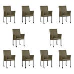 Set van 10 Leren eetkamerstoelen Comfort met wieltjes en, Ophalen of Verzenden, Nieuw, Leer, Eén